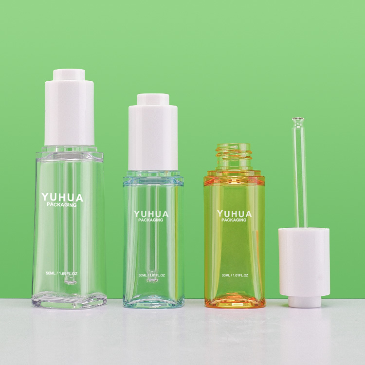 Cosmetic packaging — Thicker Wall Hard Plastic Dropper Pump Bottle PETG Skincare Packaging 30ml/50ml Serum Cylinder Bottle Lotion Essential Oil for (2)