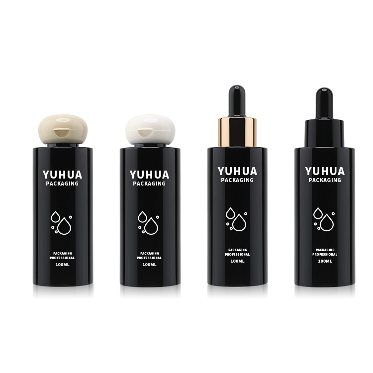 Cosmetic packaging — Luxury 100ml PET Black Serum Bottles Essential Oil Hair Oil Bottle Filp Cap for Skincare and Lotion Plastic Dropper Packaging (6)