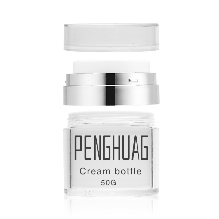 Cosmetic packaging — Clear 30g 50g Cosmetic Jar Custom Luxury Unique Plastic Empty Cosmetic Body Face Eye Skin Care Cream Jars with Silver Lid (2)