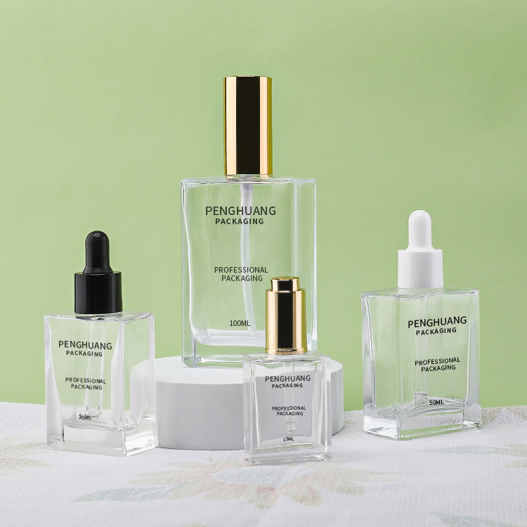 Cosmetic packaging — Rectangle 1oz 15ml/30ml/50ml Custom Capacity Glass Dropper Bottle for Face Cream Serum Hydra Essence Cosmetic Skincare Packaging (3)