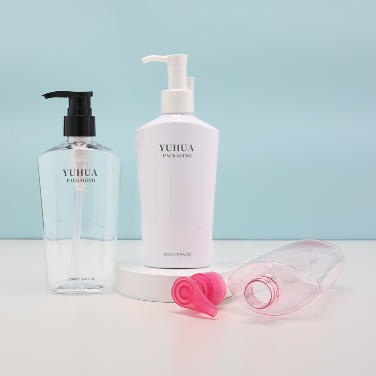 Cosmetic packaging — Empty White Plastic Lotion Bottle Liquid Conditioner 250ml Liquid PET Shampoo Bottles (2)