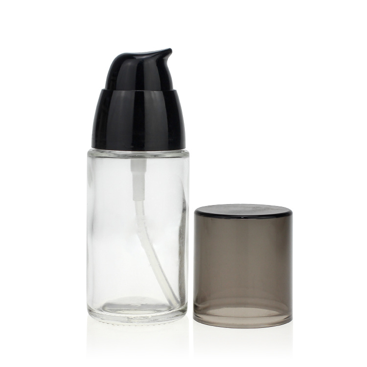 Cosmetic packaging — New Product 2021luxury Foundation Bottle Liquid Foundation Bottle Empty 40ml Glass Pump with Cap,pump Sprayer Cosmetic Black Cap (2)