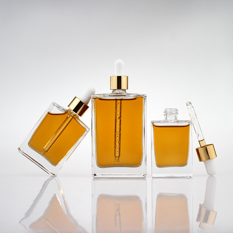 Cosmetic packaging — Square Refillable Glass Dropper Bottles Essential Oil Bottles Pipettes Bottles 30ml 50ml 100ml (5)