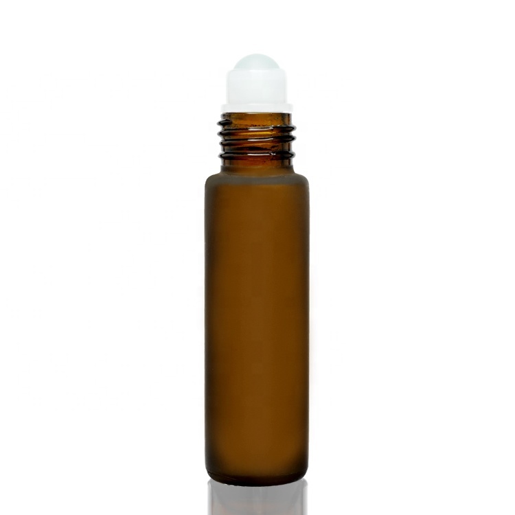 Cosmetic packaging — Frosted 8ML Brown Roll on  Glass  Bottle Amber Glass Roller Bottles for Essential Oils Roll on Bottles with Roller Balls (5)