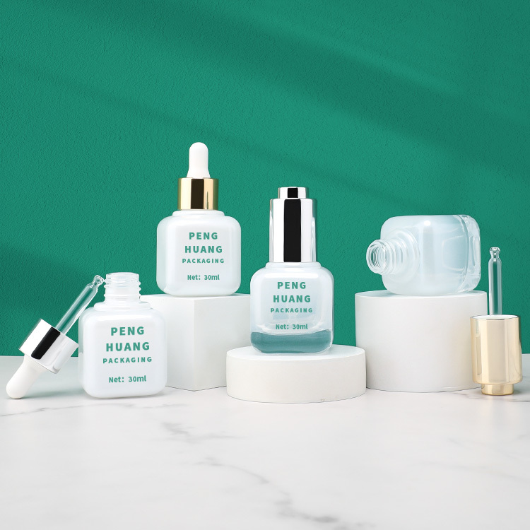 Cosmetic packaging — 30ml Custom Luxury Glass Serum Bottle with Push Button Empty Cosmetic Dropper for Hair Oil Essential Face Skin Care Oil (3)