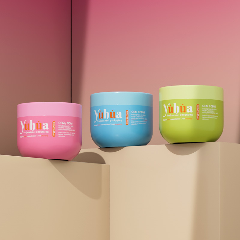 Cosmetic packaging — Round Shape 500g Color Cosmetic Skin Care Hair Butter Body Scrub Face Mask Eye Cream Plastic Jar PP Screw Top with Logo (4)