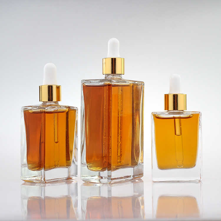 Cosmetic packaging — Square Refillable Glass Dropper Bottles Essential Oil Bottles Pipettes Bottles 30ml 50ml 100ml (3)