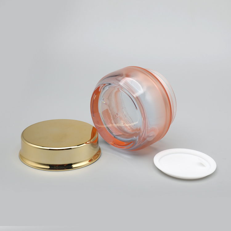 Cosmetic packaging — Private Label Skincare Packaging 30g 50g Round Face Cream Container Gradient Color Cosmetic Whitening Cream Glass Jar (2)