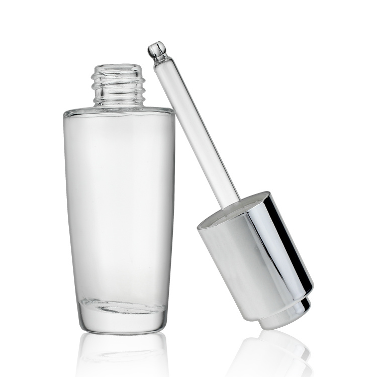 Cosmetic packaging — Round Clear Massage Oil Glass Dropper Bottles 40ml Serum Bottle Glass Cosmetic Bottles For Serum (3)