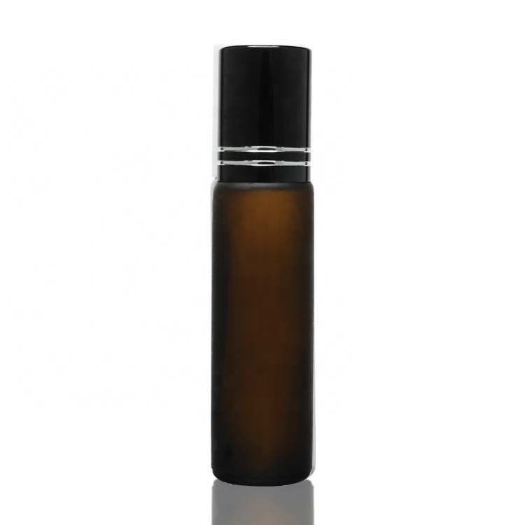 Cosmetic packaging — Frosted 8ML Brown Roll on  Glass  Bottle Amber Glass Roller Bottles for Essential Oils Roll on Bottles with Roller Balls (6)