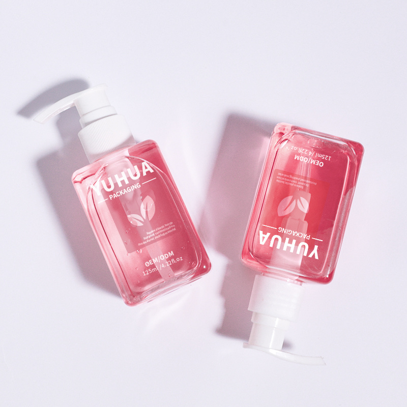 Cosmetic packaging — Wholesale Eco-Friendly 125ml for Clear Plastic Square Body Pump Bottle for Shampoo Facial Cleanser Shower Gel for Facial Care (4)
