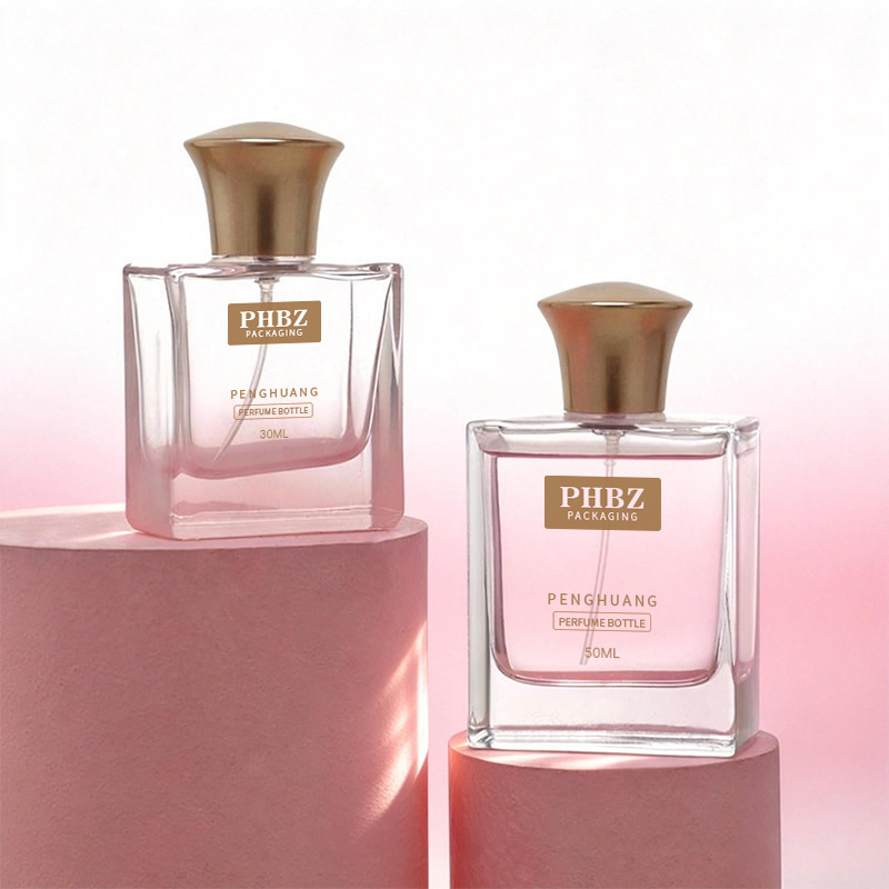 Cosmetic packaging — Luxury Rectangular Pink Glass Perfume Bottle 30ml 50ml  Refillable Body Spray Bottle With Lid Cosmetic Container for Fragrance (3)