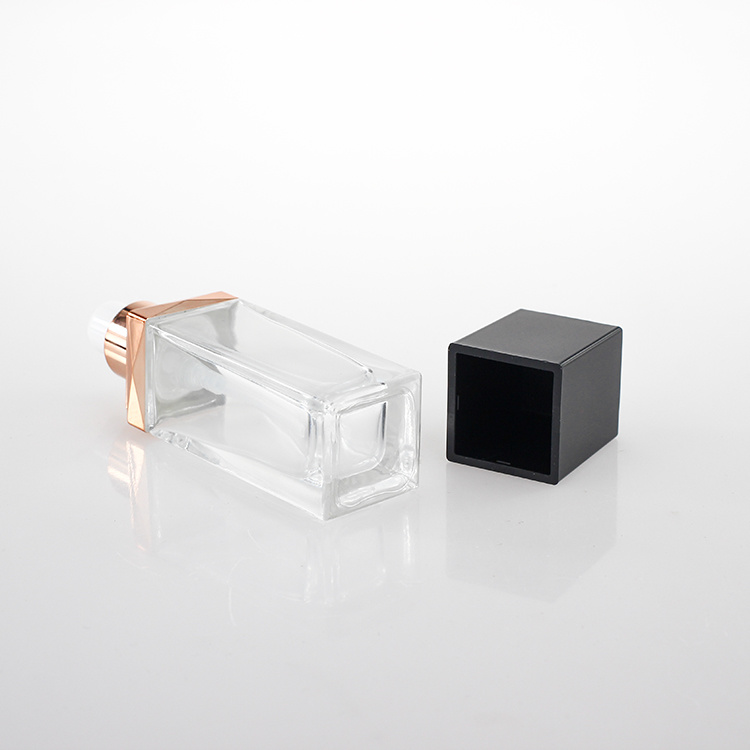 Cosmetic packaging — Custom Design Cosmetic Packaging 30ml square clear Frosted Empty Foundation Glass Bottle with Screw Cap (6)