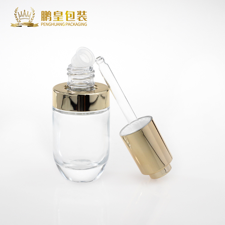 Cosmetic packaging — 30ml thick bottom serum lotion glass bottle with golden uv press pump (4)