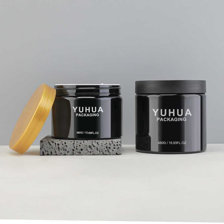 Cosmetic packaging — Wholesale Luxury Cosmetic Containers Jar 360g480g Black Pet Plastic Cosmetic Cream Jar with Plastic Lid (5)
