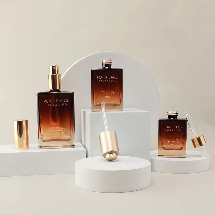 Cosmetic packaging — Luxury Cosmetic Packaging Container Glass Serum Bottle 15ml 30ml 50ml Square Transparent Skincare Oil Dropper Bottle (5)