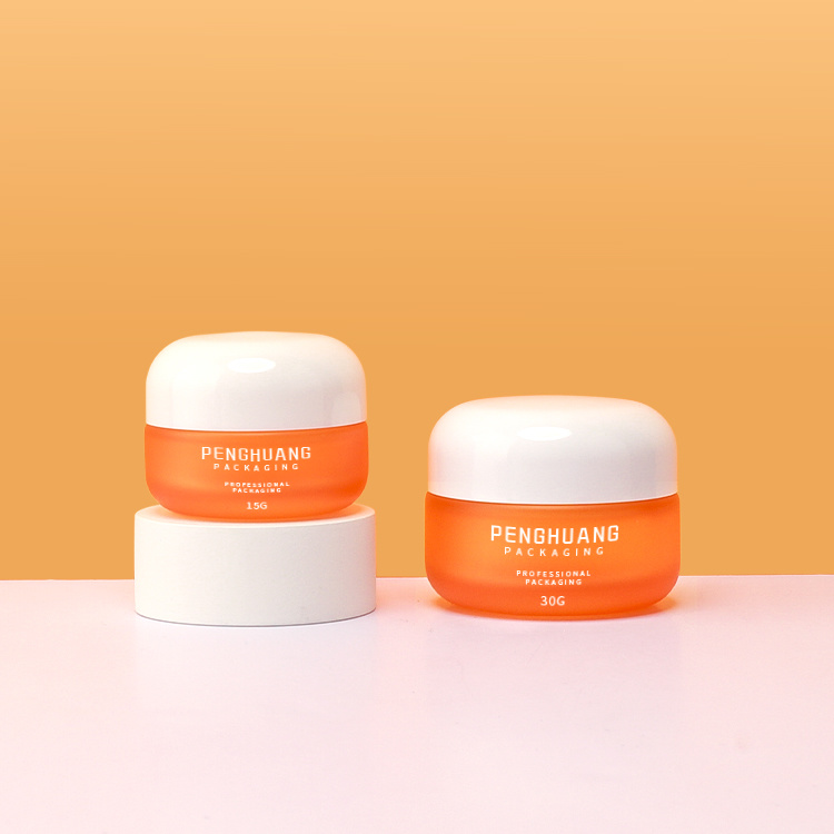 Cosmetic packaging — Wholesale Color Custom 15g 30g Face Body Cream Jar Glass Cosmetic Jar with White Round Cap (3)