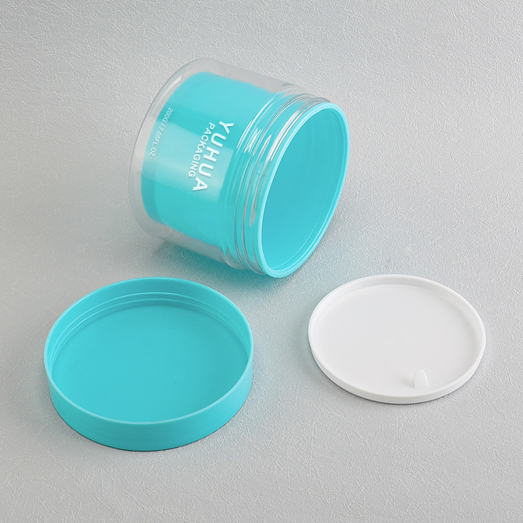 Cosmetic packaging — Accept Custom 200g 360g New Arrival Blue Transparent Plastic Cream Jar with Flat Top Cap (4)