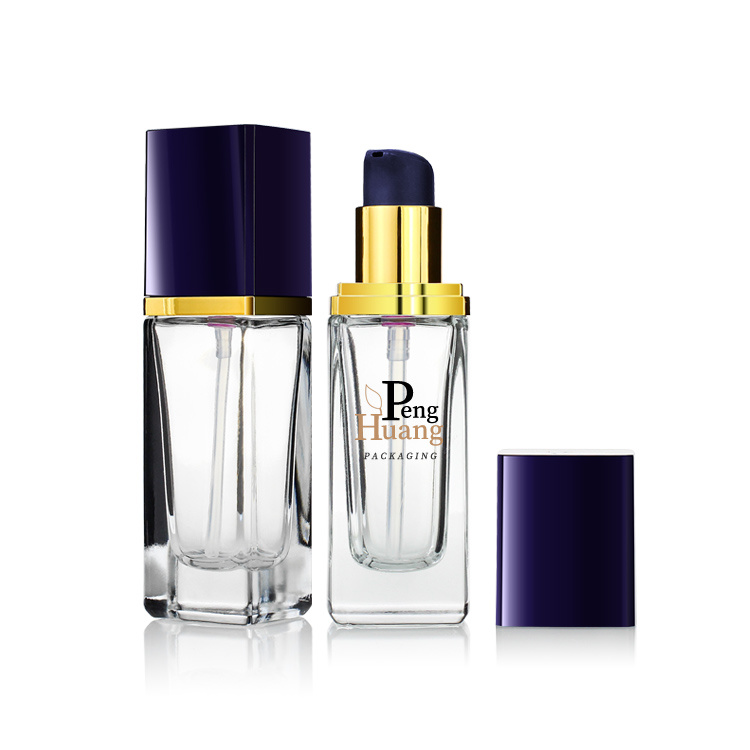 Cosmetic packaging — Luxury Cosmetics Packaging Straight Round 30ml Liquid Foundation Container Glass Bottle with Pump (6)