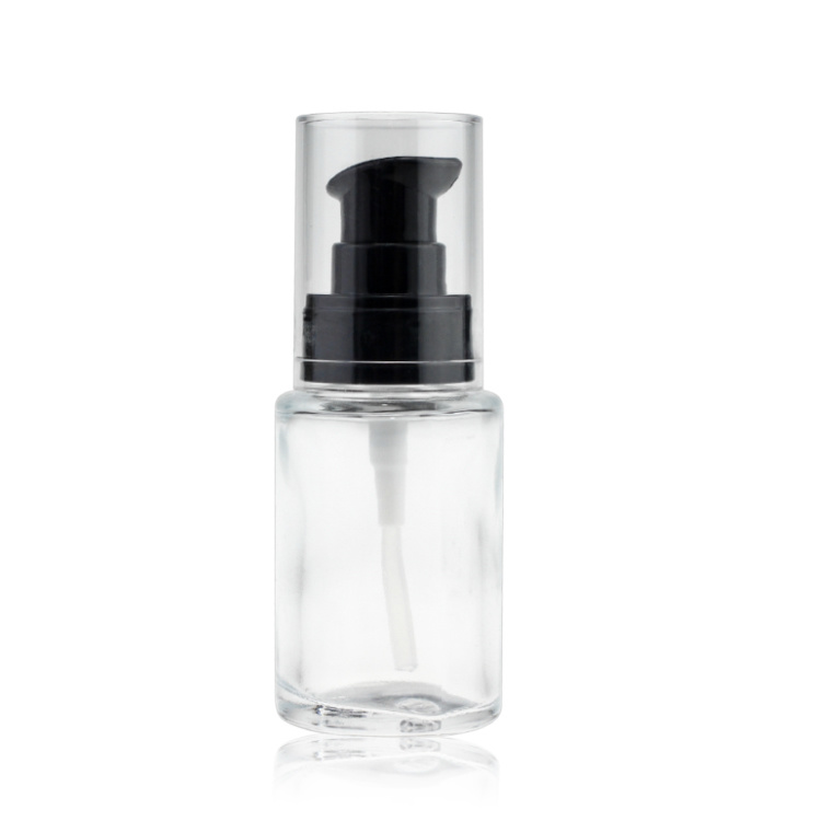 Cosmetic packaging — Luxury 30ml 20ml 15ml foundation frosted round shape with pump cap (2)