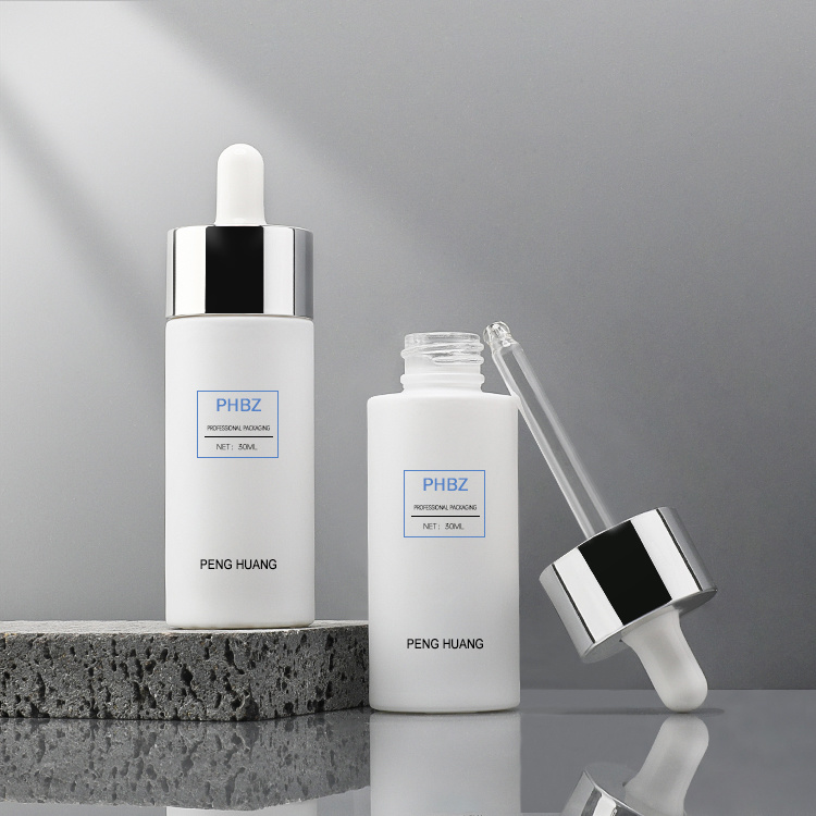 Cosmetic packaging — Transparent Glass Cosmetic Packaging Pump Bottle 30ml Cylindric Empty Essential Oil Bottle with Dropper (2)