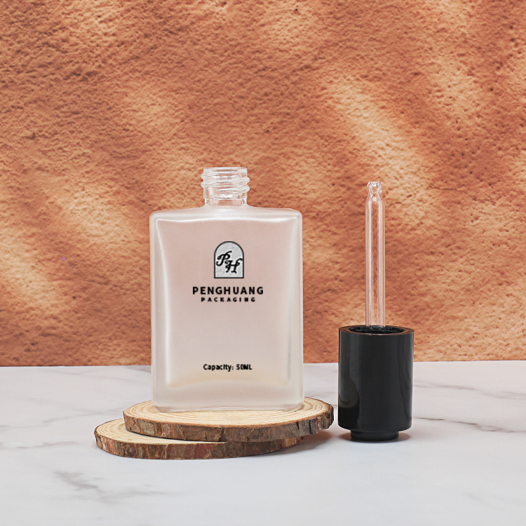 Cosmetic packaging — Free Sample Square Clear Serum Bottles 30ml 50ml 100ml Essential Oil Glass Dropper Bottles for Skincare (6)