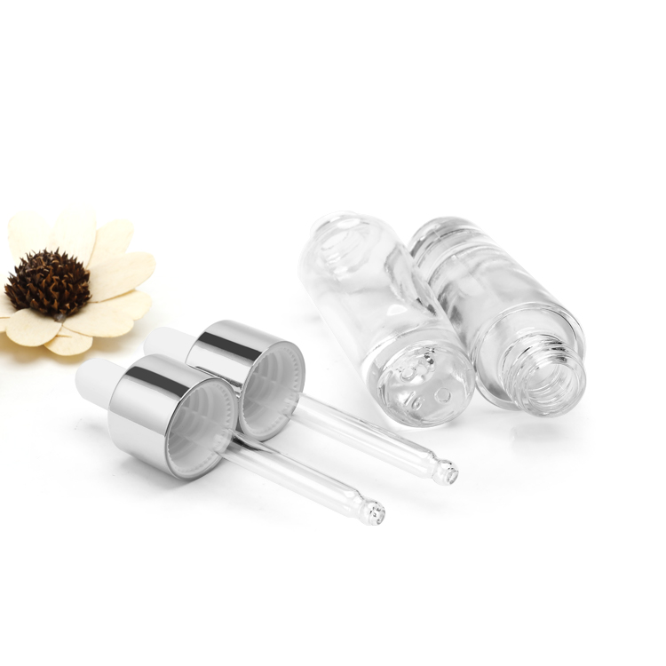 Cosmetic packaging — High Quality Cosmetic Serum Makeup Packaging Transparent Flat Shoulder Empty  Essential Oil Glass Dropper Bottle (5)