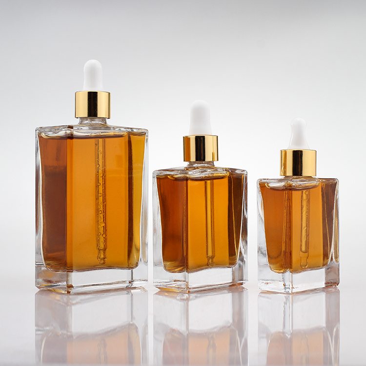 Cosmetic packaging — Square Refillable Glass Dropper Bottles Essential Oil Bottles Pipettes Bottles 30ml 50ml 100ml (4)