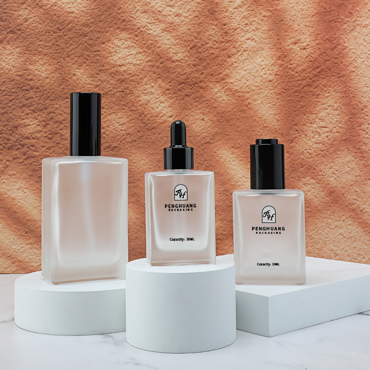 Cosmetic packaging — Free Sample Square Clear Serum Bottles 30ml 50ml 100ml Essential Oil Glass Dropper Bottles for Skincare (4)