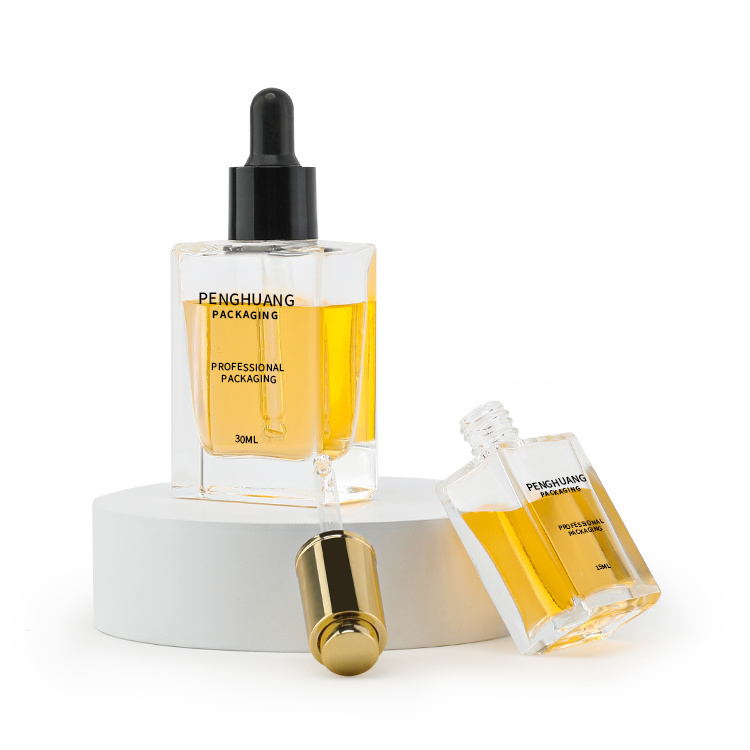 Cosmetic packaging — Rectangle 1oz 15ml/30ml/50ml Custom Capacity Glass Dropper Bottle for Face Cream Serum Hydra Essence Cosmetic Skincare Packaging (2)
