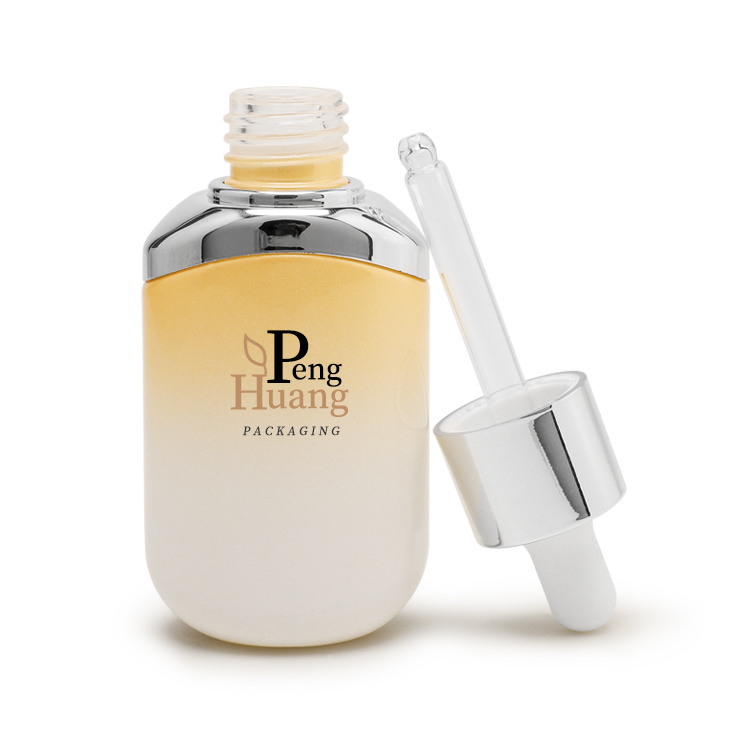 Cosmetic packaging — 30ml oval shape glass dropper bottle with silver shoulder (2)