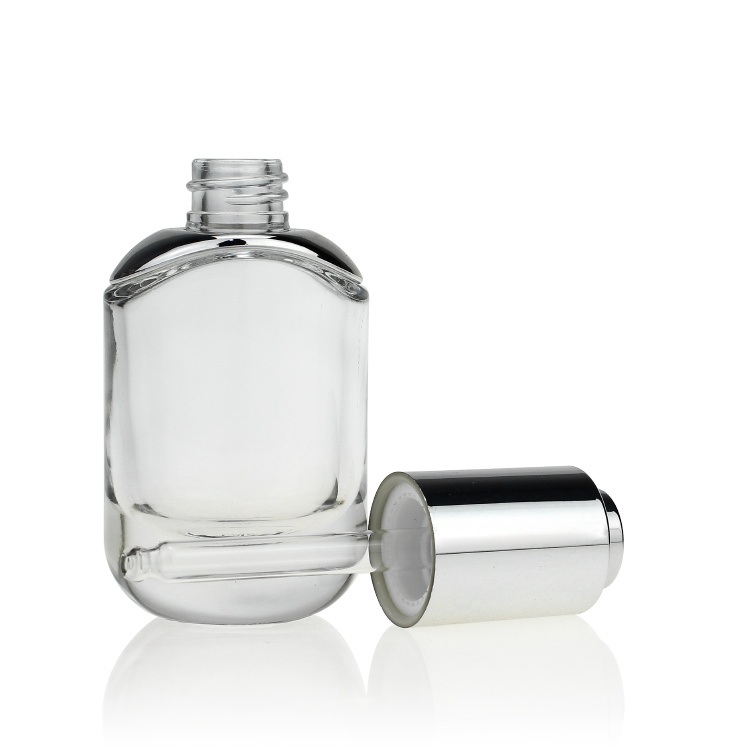 Cosmetic packaging — 30ml unique shape silver uv shoulder cosmetic serum pump dropper bottle (3)