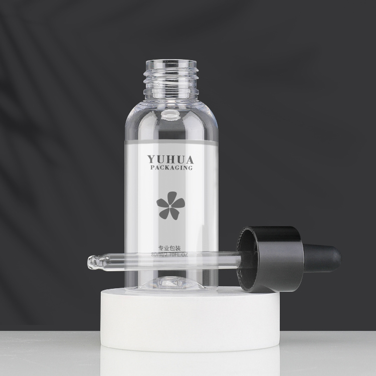 Cosmetic packaging — label custom transparent pet plastic bottle 80ml free sample dropper bottle for serum essential oil lotion (3)