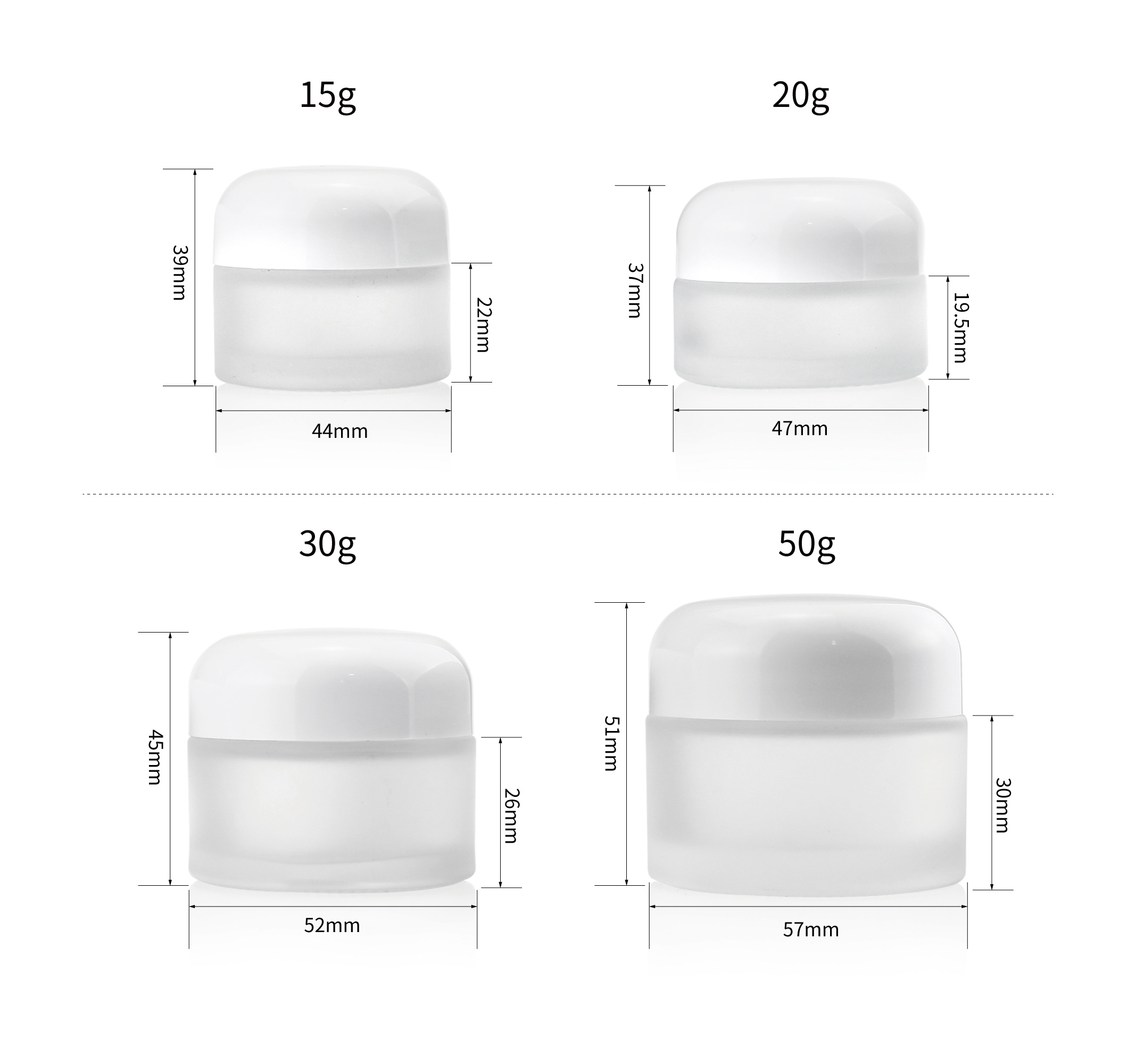 Cosmetic packaging — In stock round shaped 50g cosmetic containers frost glass eye cream jar with mushroom lid (6)