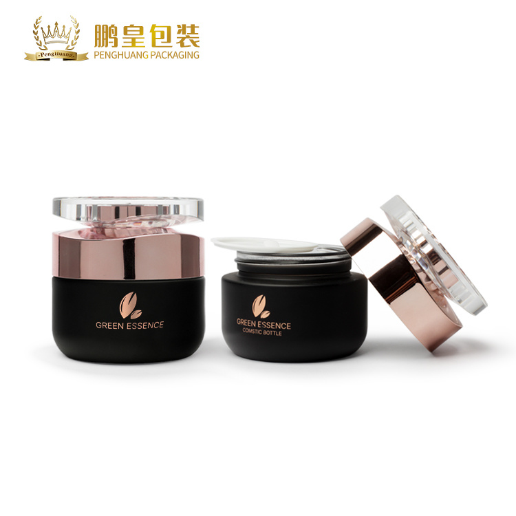 Cosmetic packaging — Wholesale 50g Cosmetic Packaging Set Empty Makeup Container Black Glass Jars Skincare Cream Jar Serum (2)