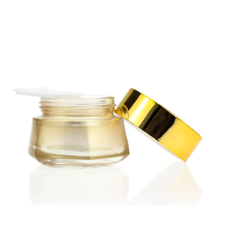 Cosmetic packaging — Luxury cosmetic packaging 50g 30g 20g cream glass jar gold lid for skincare Facial Cleanser (2)