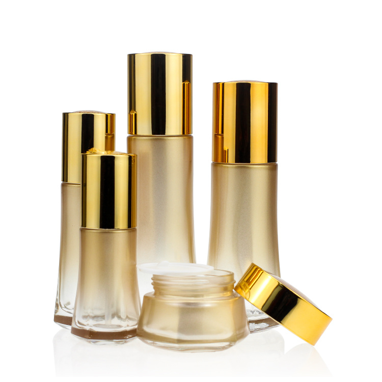 Cosmetic packaging — Luxury cosmetic packaging 50g 30g 20g cream glass jar gold lid for skincare Facial Cleanser (6)