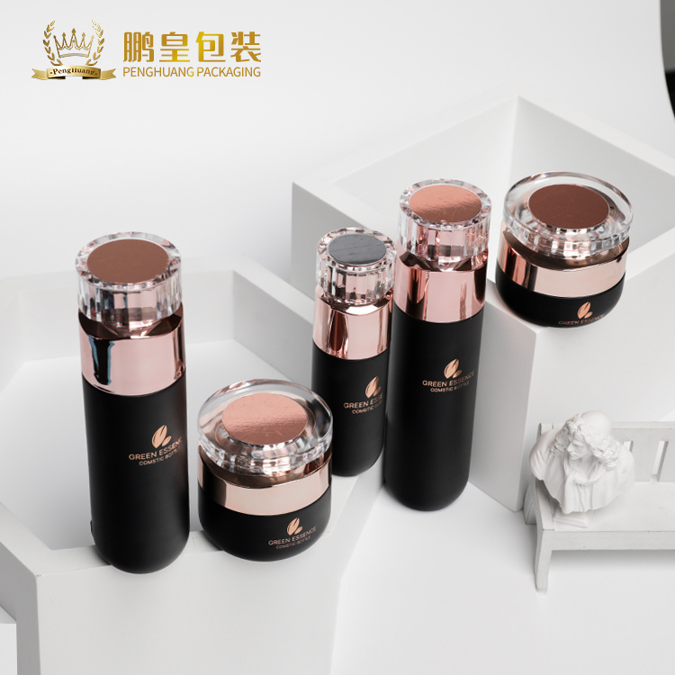 Cosmetic packaging — Wholesale 50g Cosmetic Packaging Set Empty Makeup Container Black Glass Jars Skincare Cream Jar Serum (6)